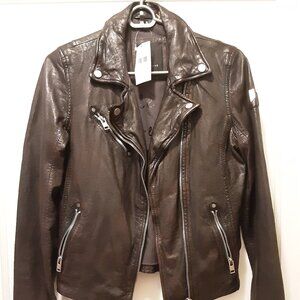 Mauritius Sofia Leather Jacket in Black/Red